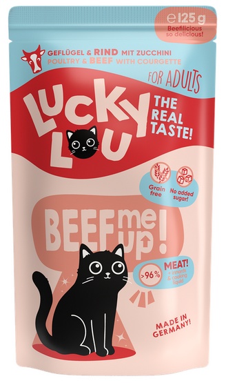 Lucky Lou Lifestage Adult Drób i wołowina saszetka 125g karma dla kota - obrazek 2