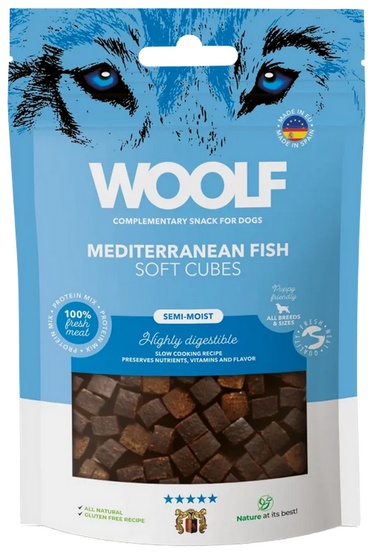 Woolf Soft Cubes Mediterranean Fish 100g karma dla psa - obrazek 2