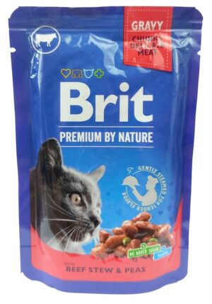 Brit Premium Cat Adult Wołowina + Groszek saszetka 100g karma dla kota