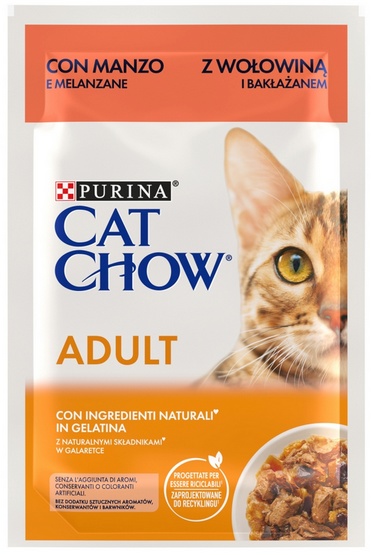 Purina Cat Chow Wołowina i bakłażan saszetka 85g karma dla kota
