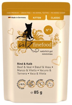 Catz Finefood Classic Kitten N.07 Wołowina i cielęcina saszetka 85g karma dla kota