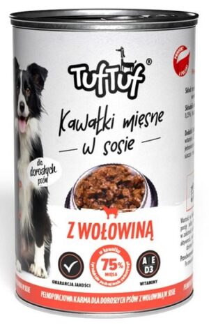 TUF TUF Kawałki mięsne z wołowiną dla psa puszka 415g karma dla psa