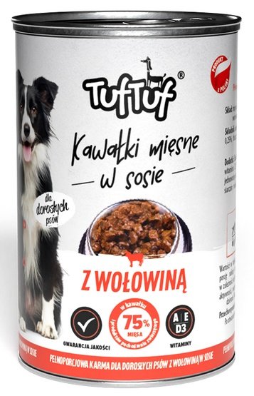TUF TUF Kawałki mięsne z wołowiną dla psa puszka 415g karma dla psa