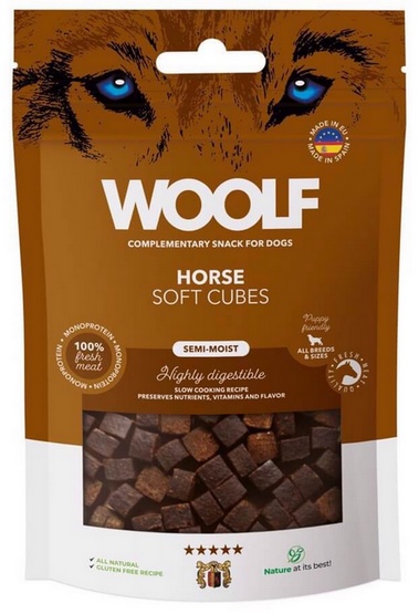Woolf Soft Cubes Monoprotein Horse 100g karma dla psa - obrazek 2
