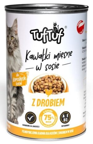TUF TUF Kawałki mięsne z drobiem dla kota puszka 415g karma dla kota