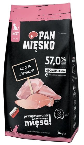 Pan Mięsko Karma sucha dla kociąt - kurczak i królik chrupki XS 1,6kg karma dla kota