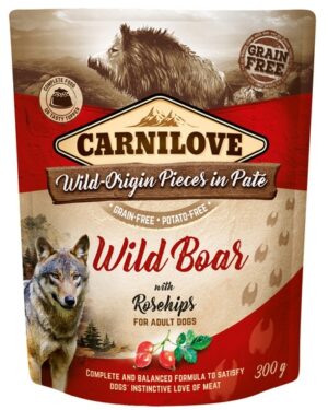 Carnilove Dog Wildboar & Rosehips - dzik i owoce dzikiej róży saszetka 300g karma dla psa