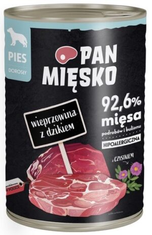 Pan Mięsko Karma mokra dla psa Wieprzowina z dzikiem puszka 400g karma dla psa