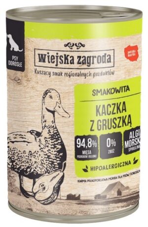 Wiejska Zagroda Kaczka z gruszką puszka 400g karma dla psa