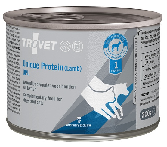 Trovet Unique Protein UPL Jagnięcina dla psa i kota puszka 200g karma dla psa