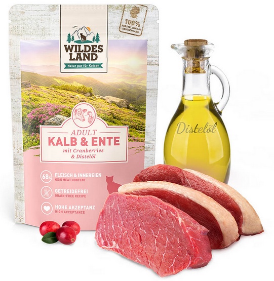 Wildes Land Cat Classic Adult Kalb & Ente saszetka 100g karma dla kota - obrazek 2