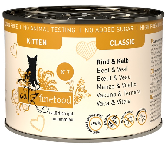 Catz Finefood Classic Kitten N.07 Wołowina i cielęcina puszka 200g karma dla kota