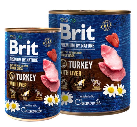Brit Premium By Nature Turkey & Liver Junior puszka 400g karma dla psa