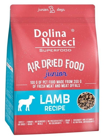 Dolina Noteci Superfood Air Dried Pies Junior Danie z jagnięciny 1kg karma dla psa