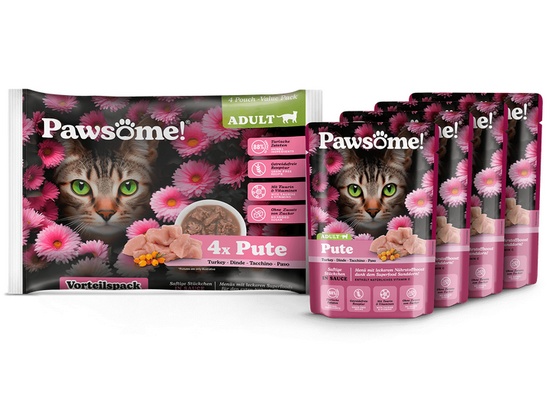 Pawsome Adult Pute - indyk saszetki 4x85g karma dla kota - obrazek 2