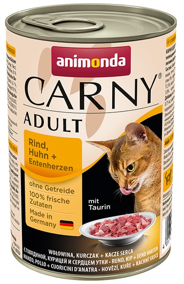 Animonda Carny Adult Wołowina, Kurczak + Kacze serca puszka 400g karma dla kota - obrazek 2