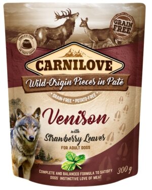 Carnilove Dog Venison & Strawberry Leaves - dziczyzna i liście truskawki saszetka 300g karma dla psa