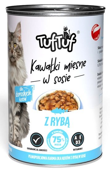 TUF TUF Kawałki mięsne z rybą dla kota puszka 415g karma dla kota