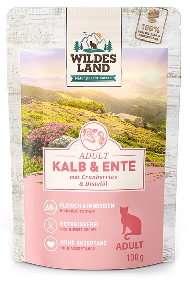 Wildes Land Cat Classic Adult Kalb & Ente saszetka 100g karma dla kota