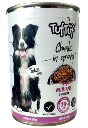 TUF TUF Kawałki mięsne z jagnięciną dla psa puszka 415g karma dla psa