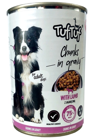 TUF TUF Kawałki mięsne z jagnięciną dla psa puszka 415g karma dla psa
