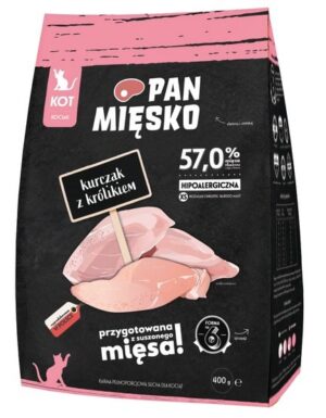 Pan Mięsko Karma sucha dla kociąt - kurczak i królik chrupki XS 400g karma dla kota