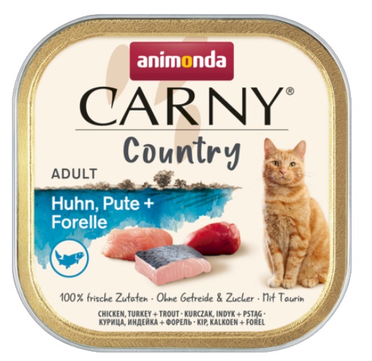 Animonda Carny Country Adult Kurczak, Indyk i Pstrąg tacka 100g karma dla kota