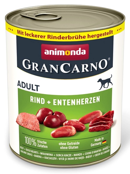 Animonda GranCarno Original Adult Rind Entenherzen Wołowina + Serca kacze puszka 800g karma dla psa