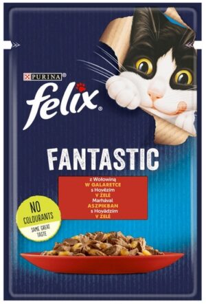 Felix Fantastic Wołowina w galaretce saszetka 85g karma dla kota