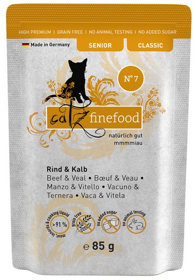 Catz Finefood Classic Senior N.07 Wołowina i cielęcina saszetka 85g karma dla kota