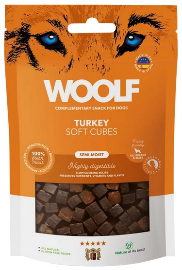 Woolf Soft Cubes Monoprotein Turkey 100g karma dla psa - obrazek 2