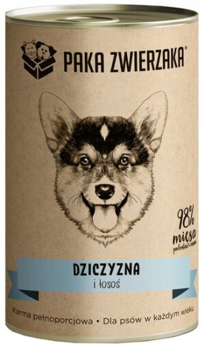 Paka Zwierzaka Dziczyzna i łosoś puszka 400g karma dla psa