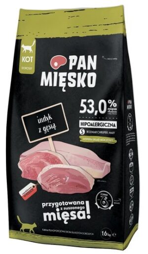 Pan Mięsko Karma sucha dla kota - indyk i gęś chrupki S 1,6kg karma dla kota