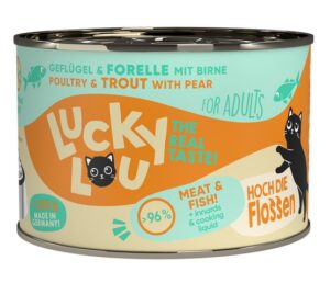 Lucky Lou Lifestage Adult Drób i pstrąg puszka 200g karma dla kota