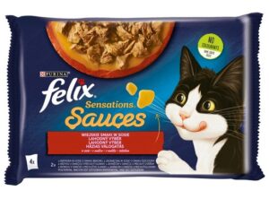 Felix Sensations Sauces Wiejskie Smaki indyk/jagnięcina w sosie saszetki 4x85g karma dla kota