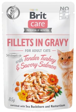 Brit Care Cat Fillets In Gravy Tender Turkey & Savory Salmon saszetka 85g karma dla kota
