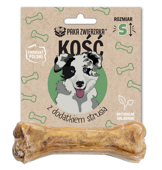 Paka Zwierzaka Kość z dodatkiem strusia S 10cm karma dla psa