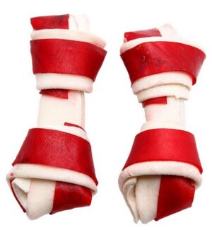 Adbi Kości wiązane biało-czerwone - wołowina 10cm 10szt [AK 27] karma dla psa