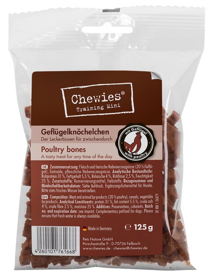 Chewies Goodies (Training) Kosteczki Mini Drób 125g karma dla psa - obrazek 4