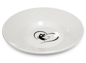 Yarro/Moderna Miska ceramiczna dla kota z serduszkiem biała [Y2752]
