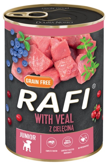 Rafi Pies Junior Cielęcina puszka 400g karma dla psa