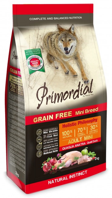 Primordial Dog Grain Free Mini Adult Quail & Duck 2kg karma dla psa