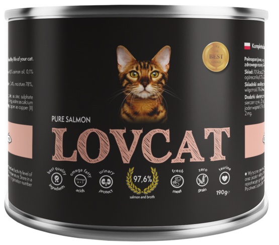 Lovcat Pure Salmon puszka 190g karma dla kota - obrazek 2
