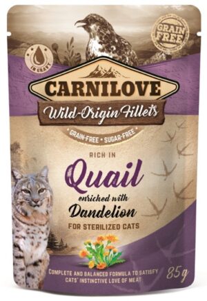 Carnilove Cat Quail & Dandelion Sterilised - przepiórka i mniszek saszetka 85g karma dla kota