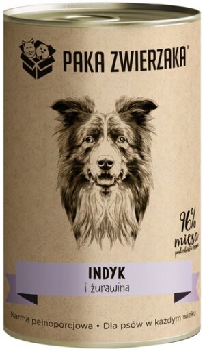 Paka Zwierzaka Indyk i żurawina puszka 400g karma dla psa