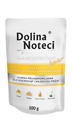 Dolina Noteci Premium Pies Junior Żołądki kurczaka i wątróbka cielęca saszetka 100g karma dla psa