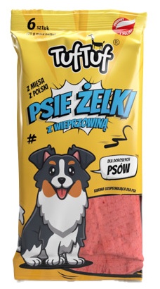 TUF TUF Psie Żelki - Paski z wieprzowiną 6szt karma dla psa