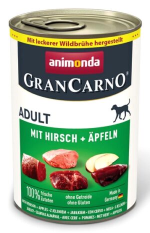 Animonda GranCarno Original Adult Rind Hirsch Apfel Wołowina, Jeleń + Jabłko puszka 400g karma dla psa