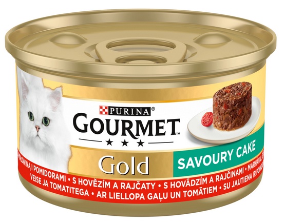 Gourmet Gold Savoury Cake z Wołowiną i pomidorami 85g karma dla kota - obrazek 2
